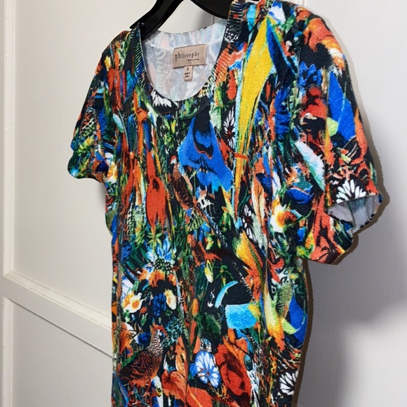 Philosophy Small Tropical Print Colorful Short Sleeve Top - Picture 7 of 8